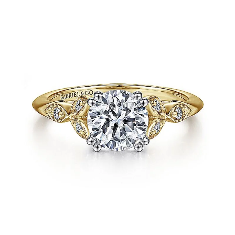 Flash Jewelry Sale – Get Stunning Pieces At Low Prices 14K Yellow And White Gold 'Celia' Split Shank Round Diamond Engagement Ring Flash Jewelry Sale – Get Stunning Pieces At Low Prices 14K Yellow And White Gold 'Celia' Split Shank Round Diamond Engagement Ring