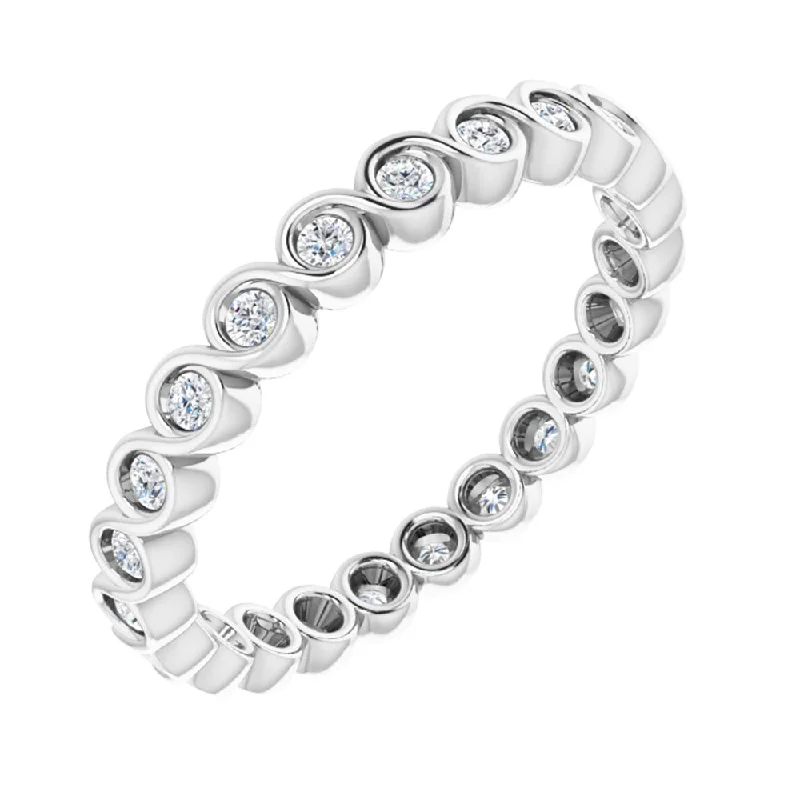 Limited-Time Offer On Premium Jewelry Collections 14K White Gold 1/3 CTW Diamond Bezel Set Eternity Swirl Band Limited-Time Offer On Premium Jewelry Collections 14K White Gold 1/3 CTW Diamond Bezel Set Eternity Swirl Band
