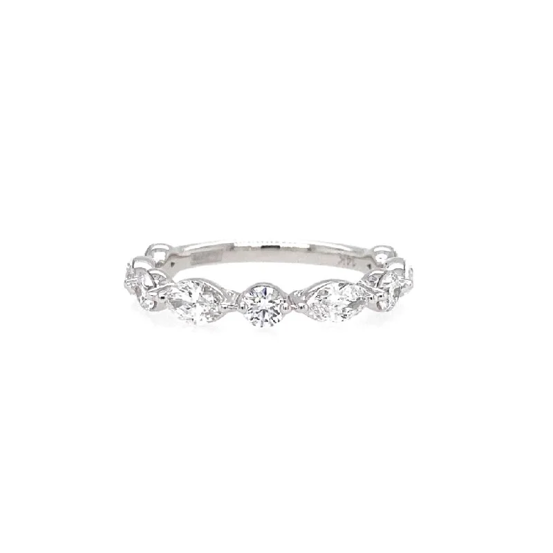 Discover Unique Jewelry With Special Limited-Time Offers 14K White Gold Alternating Marquise and Round Shape Diamond Band Discover Unique Jewelry With Special Limited-Time Offers 14K White Gold Alternating Marquise and Round Shape Diamond Band