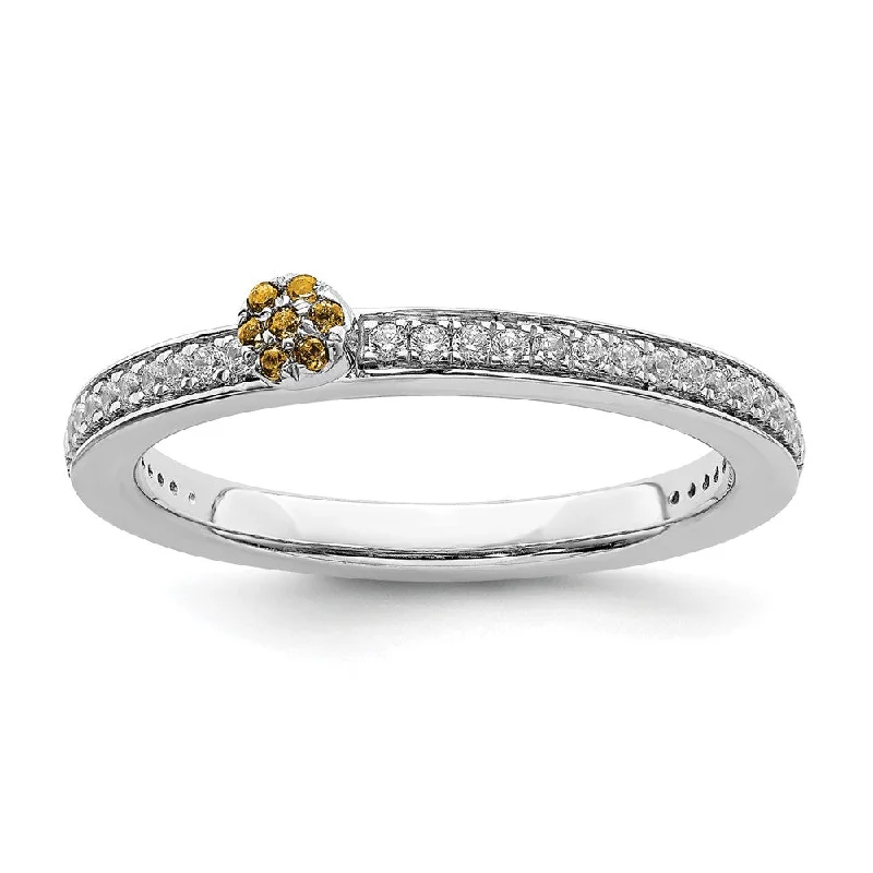 Final Call For Exquisite Jewelry At Reduced Rates 14k White Gold, Citrine & 1/8 Ctw Diamond Stackable Ring Final Call For Exquisite Jewelry At Reduced Rates 14k White Gold, Citrine & 1/8 Ctw Diamond Stackable Ring
