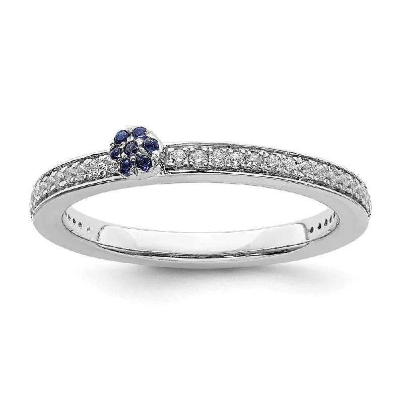 Premium Jewelry, Premium Discounts – Act Fast 14k White Gold, Created Sapphire & 1/8 Ctw Diamond Stackable Ring Premium Jewelry, Premium Discounts – Act Fast 14k White Gold, Created Sapphire & 1/8 Ctw Diamond Stackable Ring