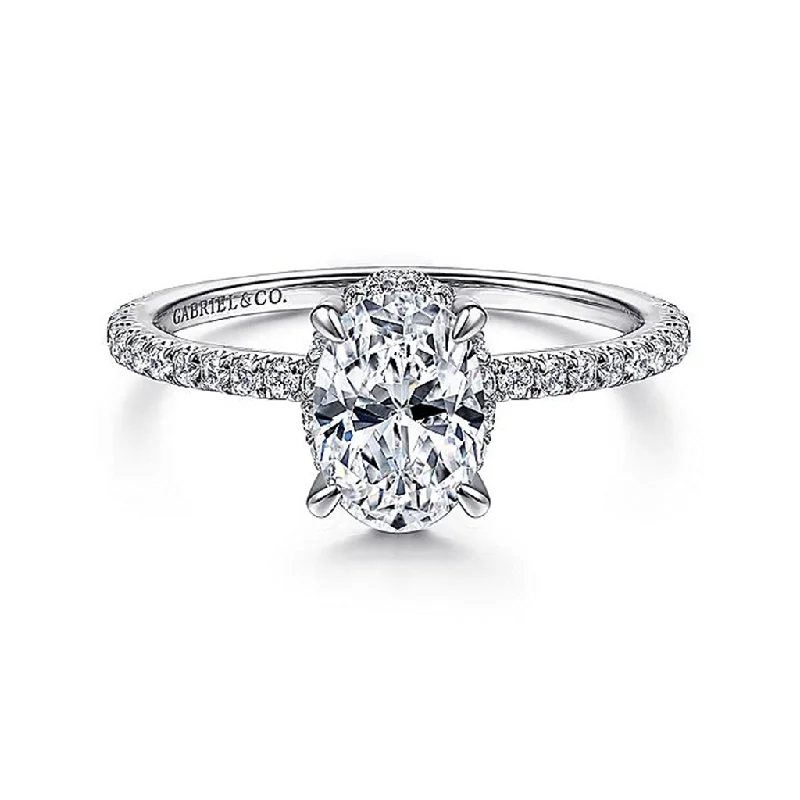 The Ultimate Jewelry Sale – Exclusive Styles At Great Prices 14K White Gold 'Hart' Hidden Halo Oval Diamond Engagement Ring