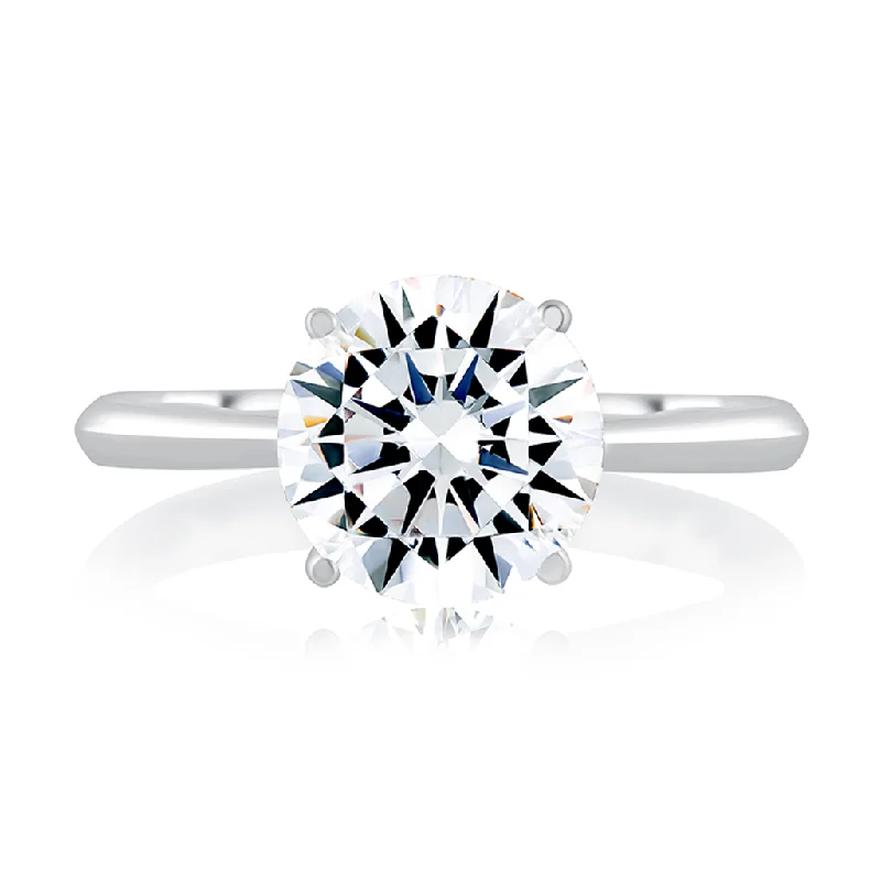 Luxury Handcrafted Jewelry For Elegant Looks 14K White Gold Hidden Halo Diamond Engagement Ring Luxury Handcrafted Jewelry For Elegant Looks 14K White Gold Hidden Halo Diamond Engagement Ring
