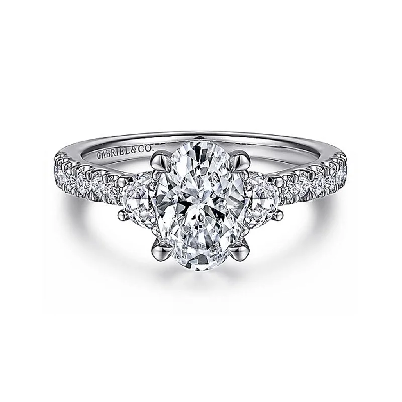 Seasonal Jewelry Clearance – Best Styles At The Lowest Prices 14K White Gold 'Isabel' Three Stone Oval Diamond Engagement Ring