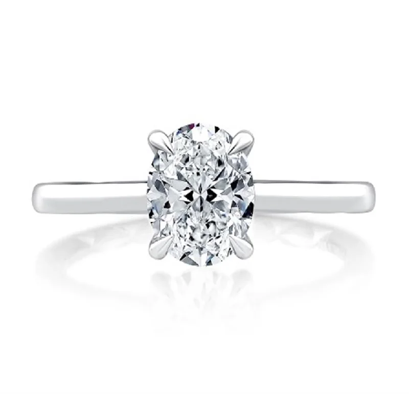 Clearance Sale On High-End Jewelry Collections 14K White Gold Oval Center Solitaire Engagement Ring Clearance Sale On High-End Jewelry Collections 14K White Gold Oval Center Solitaire Engagement Ring