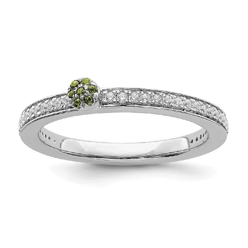 Dazzle In Elegance With Our Biggest Jewelry Sale 14k White Gold, Peridot & 1/8 Ctw Diamond Stackable Ring Dazzle In Elegance With Our Biggest Jewelry Sale 14k White Gold, Peridot & 1/8 Ctw Diamond Stackable Ring