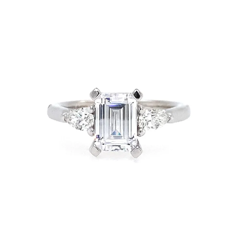 Elevate Your Outfit With Discounted Statement Jewelry 14K White Gold 'Sunday' Three Stone Emerald Cut Diamond Engagement Ring Elevate Your Outfit With Discounted Statement Jewelry 14K White Gold 'Sunday' Three Stone Emerald Cut Diamond Engagement Ring