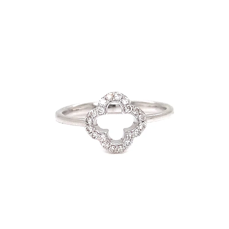 Versatile Layering Jewelry For Effortless Chic 14K White Gold with Diamonds Clover Ring Versatile Layering Jewelry For Effortless Chic 14K White Gold with Diamonds Clover Ring