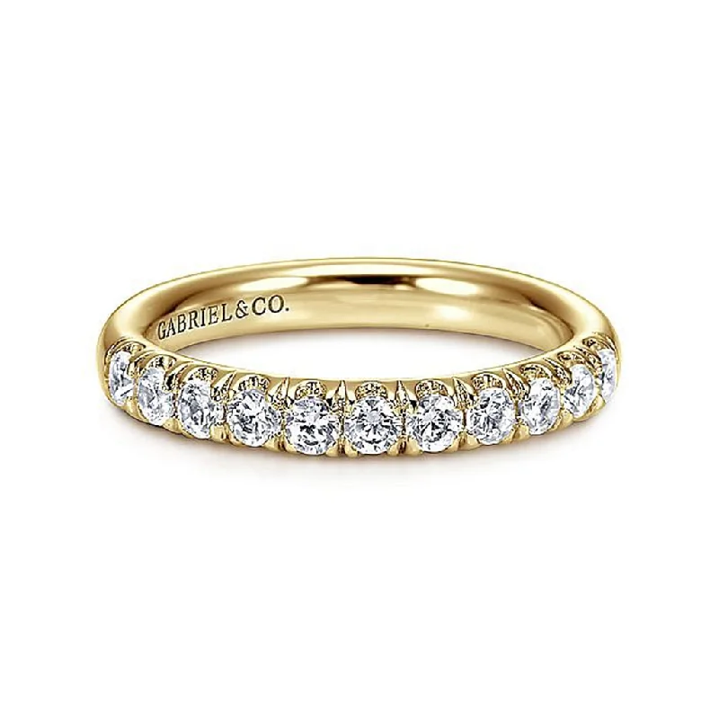 Handcrafted Beauty At Affordable Prices 14K Yellow Gold 11 Stone French Pavé Diamond Wedding Band Handcrafted Beauty At Affordable Prices 14K Yellow Gold 11 Stone French Pavé Diamond Wedding Band