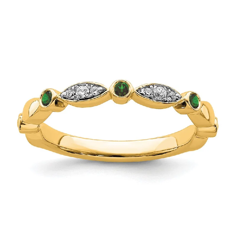 Jewelry Flash Sale – Stylish Designs At Unbeatable Rates 14k Yellow Gold Created Emerald & .05 Ctw Diamond Stackable Band Jewelry Flash Sale – Stylish Designs At Unbeatable Rates 14k Yellow Gold Created Emerald & .05 Ctw Diamond Stackable Band