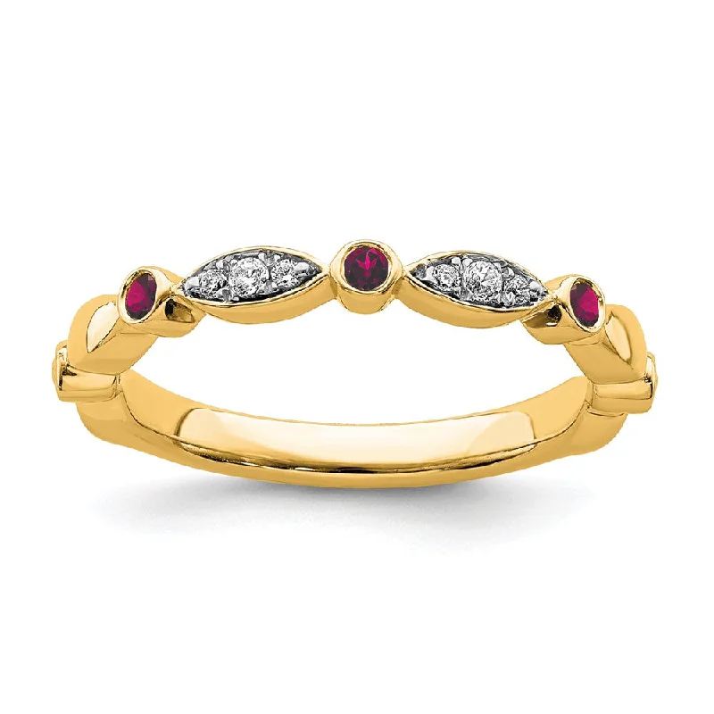 Everyday Jewelry Essentials Now On Sale 14k Yellow Gold Created Ruby & .05 Ctw Diamond Stackable Band Everyday Jewelry Essentials Now On Sale 14k Yellow Gold Created Ruby & .05 Ctw Diamond Stackable Band