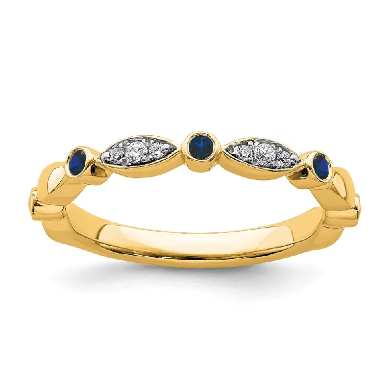 Breathtaking Jewelry At Limited-Time Savings 14k Yellow Gold Created Sapphire & .05 Ctw Diamond Stackable Band Breathtaking Jewelry At Limited-Time Savings 14k Yellow Gold Created Sapphire & .05 Ctw Diamond Stackable Band