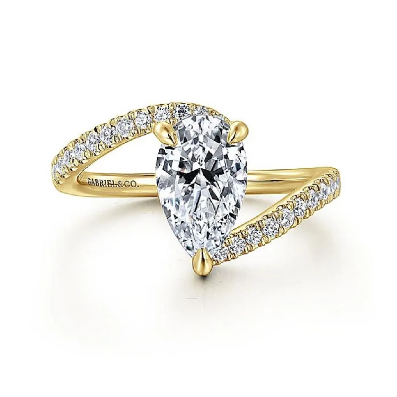 Limited-Time Offer On Premium Jewelry Collections 14K Yellow Gold 'Leina' Bypass Pear Diamond Engagement Ring Limited-Time Offer On Premium Jewelry Collections 14K Yellow Gold 'Leina' Bypass Pear Diamond Engagement Ring