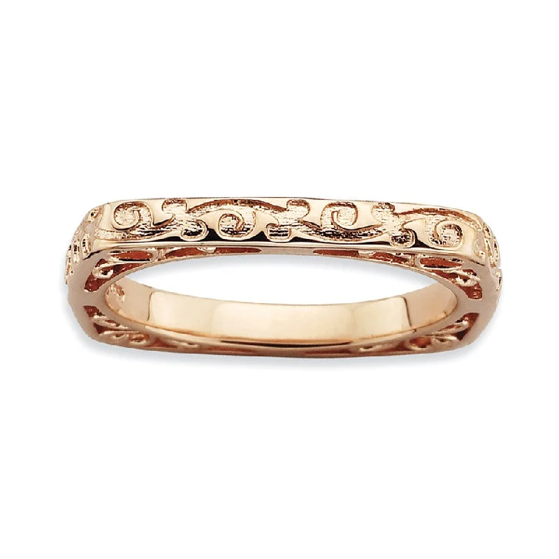 Dazzle With Discounts – Shop Jewelry On Sale 2.25mm Stackable 14K Rose Gold Plated Silver Square Scroll Band Dazzle With Discounts – Shop Jewelry On Sale 2.25mm Stackable 14K Rose Gold Plated Silver Square Scroll Band