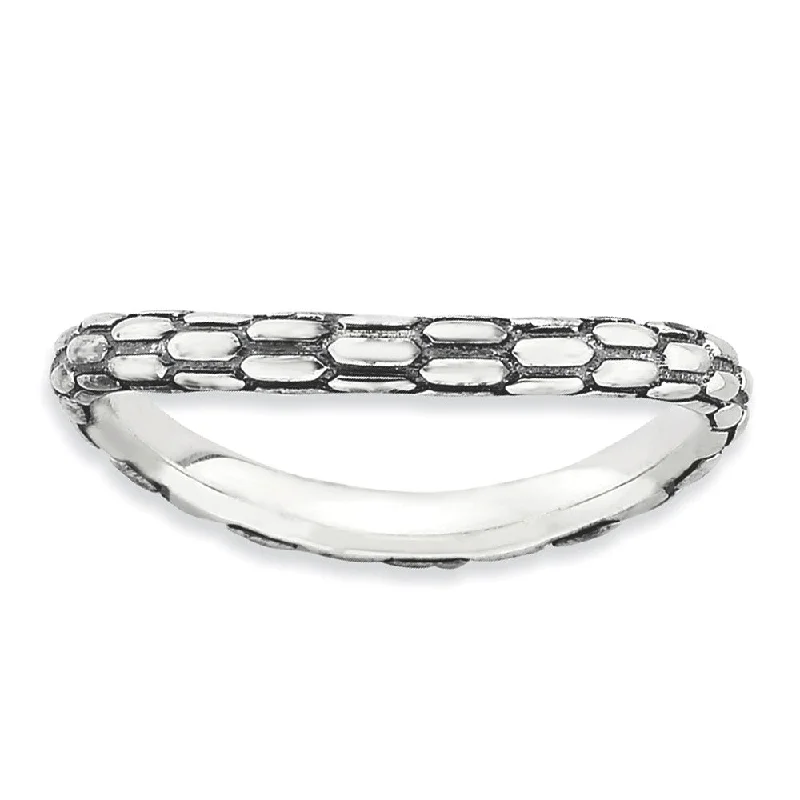 Special Jewelry Deals – Upgrade Your Collection 2.25mm Stackable Antiqued Sterling Silver Curved Dragon Skin Band Special Jewelry Deals – Upgrade Your Collection 2.25mm Stackable Antiqued Sterling Silver Curved Dragon Skin Band