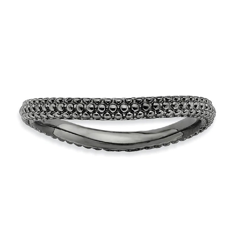Gorgeous Jewelry, Limited-Time Savings 2.25mm Stackable Black Plated Silver Curved Band Gorgeous Jewelry, Limited-Time Savings 2.25mm Stackable Black Plated Silver Curved Band