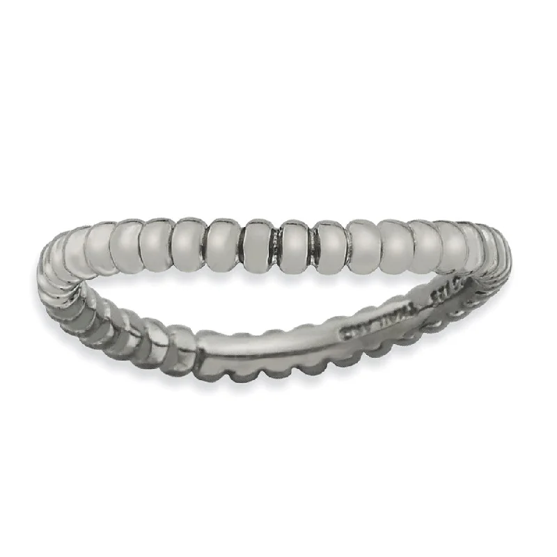 Handcrafted Jewelry Sale – Unique Designs At Low Prices 2.25mm Stackable Black Plated Silver Curved Beaded Band Handcrafted Jewelry Sale – Unique Designs At Low Prices 2.25mm Stackable Black Plated Silver Curved Beaded Band
