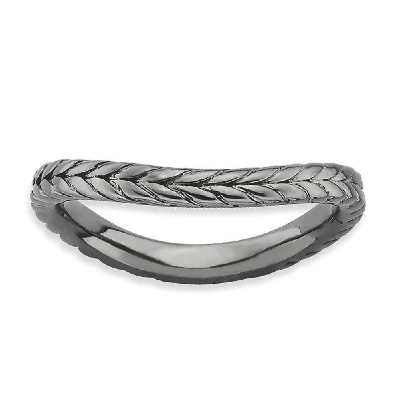 Personalized Jewelry Sale – Meaningful Gifts At Great Prices 2.25mm Stackable Black Plated Silver Curved Wheat Band Personalized Jewelry Sale – Meaningful Gifts At Great Prices 2.25mm Stackable Black Plated Silver Curved Wheat Band