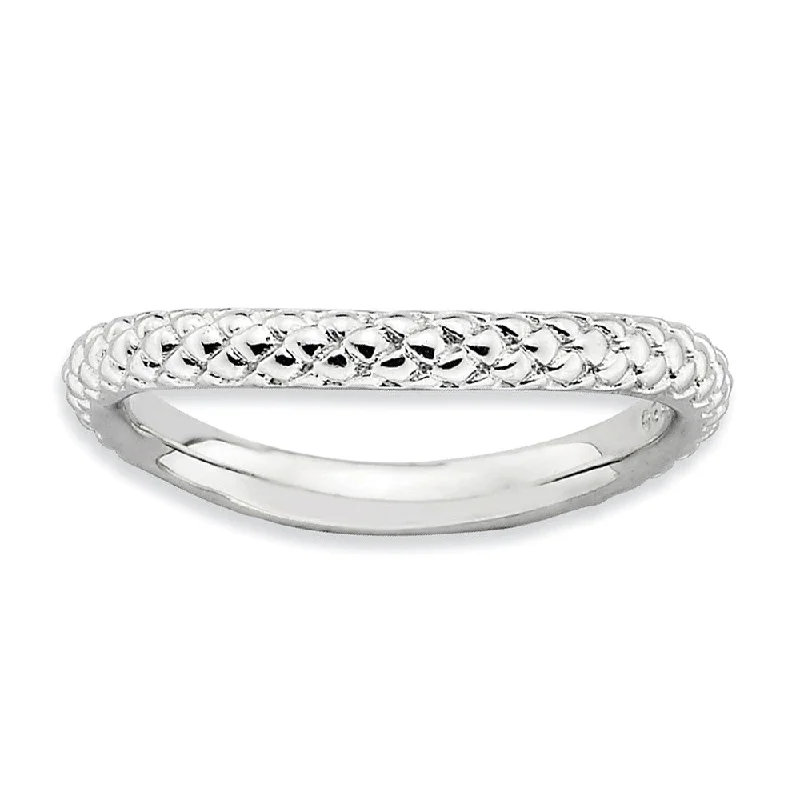 Don't Miss Our Biggest Jewelry Sale Of The Season 2.25mm Stackable Sterling Silver Curved Textured Band Don't Miss Our Biggest Jewelry Sale Of The Season 2.25mm Stackable Sterling Silver Curved Textured Band