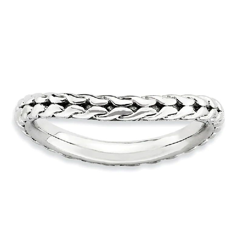 Shop Fine Jewelry With Exclusive Savings 2.25mm Stackable Sterling Silver Curved Wheat Pattern Polished Band Shop Fine Jewelry With Exclusive Savings 2.25mm Stackable Sterling Silver Curved Wheat Pattern Polished Band