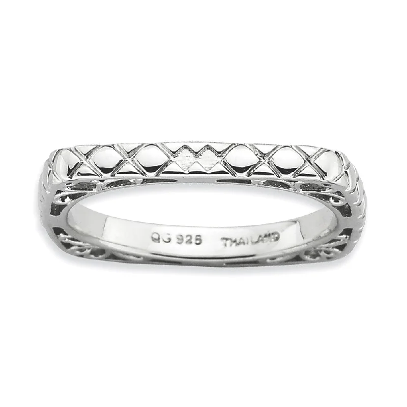 Bestselling Jewelry At Special Promotional Rates 2.25mm Stackable Sterling Silver Square Snake Skin Band Bestselling Jewelry At Special Promotional Rates 2.25mm Stackable Sterling Silver Square Snake Skin Band