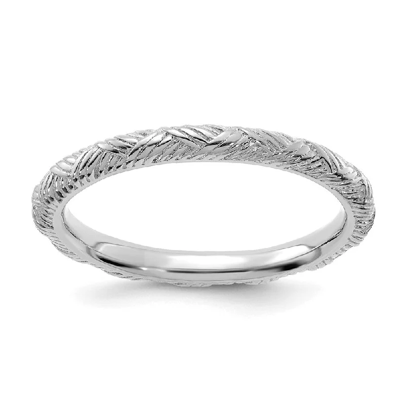 Affordable Gold-Plated Jewelry For Modern Fashion 2.25mm Sterling Silver Rhodium Plated Basket Weave Stack Band Affordable Gold-Plated Jewelry For Modern Fashion 2.25mm Sterling Silver Rhodium Plated Basket Weave Stack Band