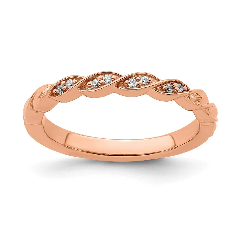 Elevate Your Outfit With Discounted Statement Jewelry 2.5mm 14k Rose Gold .04 Ctw Diamond Stackable Twist Band Elevate Your Outfit With Discounted Statement Jewelry 2.5mm 14k Rose Gold .04 Ctw Diamond Stackable Twist Band