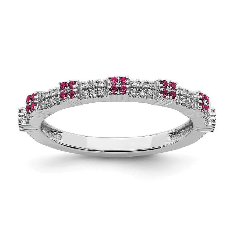 Buy More, Save More On Stunning Jewelry Pieces 2.5mm Rhodium Sterling Silver, Lab Created Ruby & Diamond Stack Band Buy More, Save More On Stunning Jewelry Pieces 2.5mm Rhodium Sterling Silver, Lab Created Ruby & Diamond Stack Band