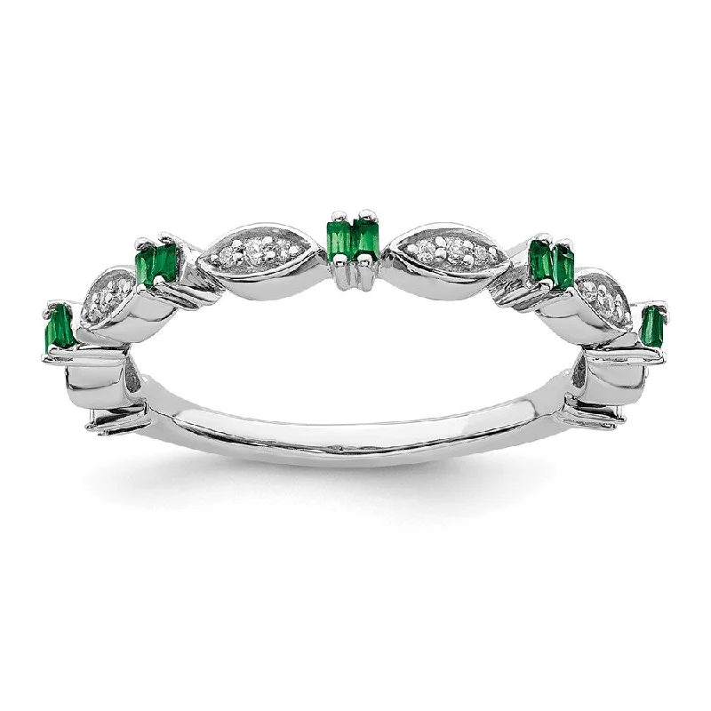 Limited-Time Jewelry Sale – Elegant Styles At Less 2.5mm Sterling Silver, Lab Created Emerald & Diamond Stack Band Limited-Time Jewelry Sale – Elegant Styles At Less 2.5mm Sterling Silver, Lab Created Emerald & Diamond Stack Band