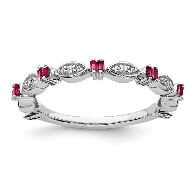 Holiday Jewelry Sale – Perfect Gifts At Great Prices 2.5mm Sterling Silver, Lab Created Ruby & Diamond Stack Band Holiday Jewelry Sale – Perfect Gifts At Great Prices 2.5mm Sterling Silver, Lab Created Ruby & Diamond Stack Band