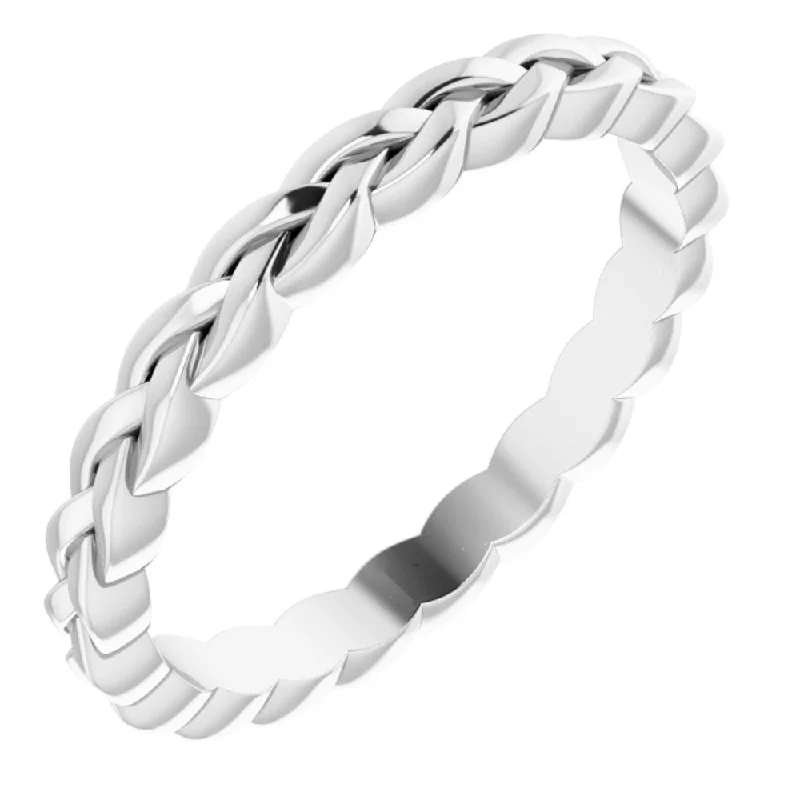 High-End Jewelry, Now More Affordable Than Ever 2mm 14K White Gold Woven Standard Fit Band High-End Jewelry, Now More Affordable Than Ever 2mm 14K White Gold Woven Standard Fit Band