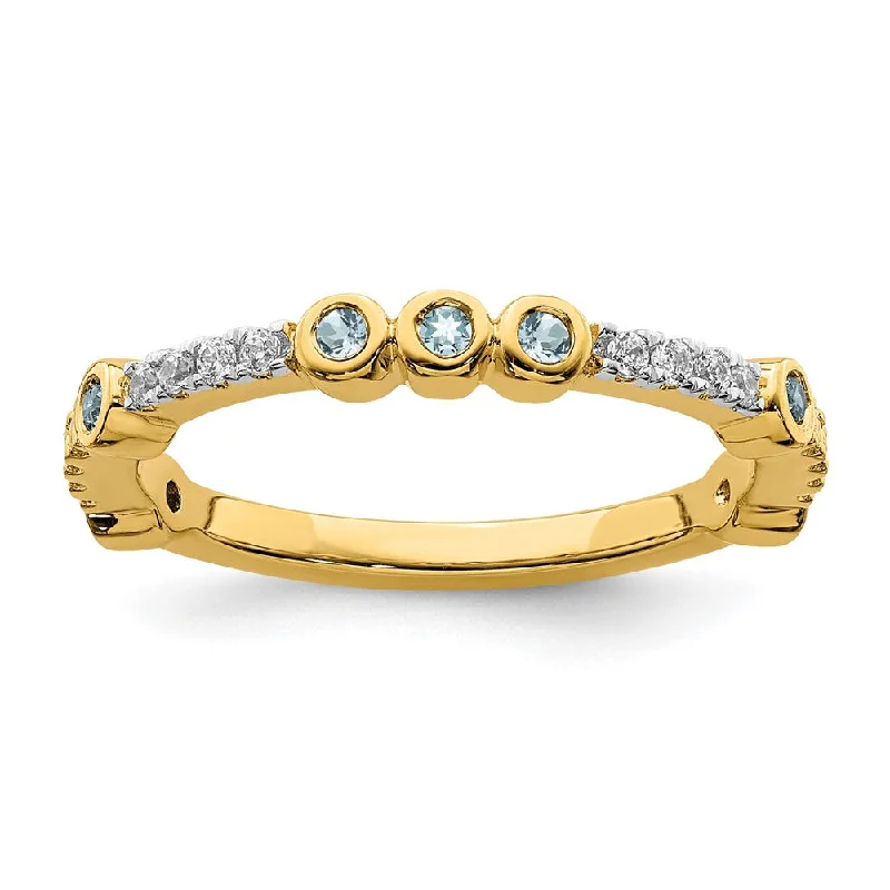 Trending Jewelry Now At Unbeatable Prices 2mm 14k Yellow Gold Aquamarine & .08 Ctw Diamond Stackable Band Trending Jewelry Now At Unbeatable Prices 2mm 14k Yellow Gold Aquamarine & .08 Ctw Diamond Stackable Band