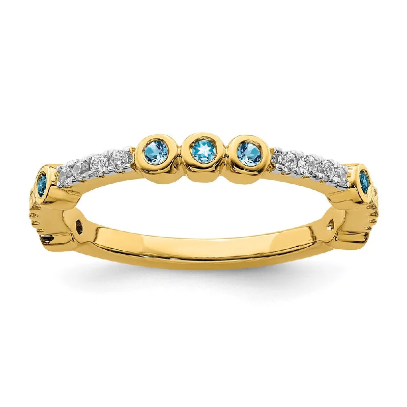 Sparkle For Less – Shop Our Limited-Time Jewelry Deals 2mm 14k Yellow Gold Blue Topaz & .08 Ctw Diamond Stackable Band Sparkle For Less – Shop Our Limited-Time Jewelry Deals 2mm 14k Yellow Gold Blue Topaz & .08 Ctw Diamond Stackable Band