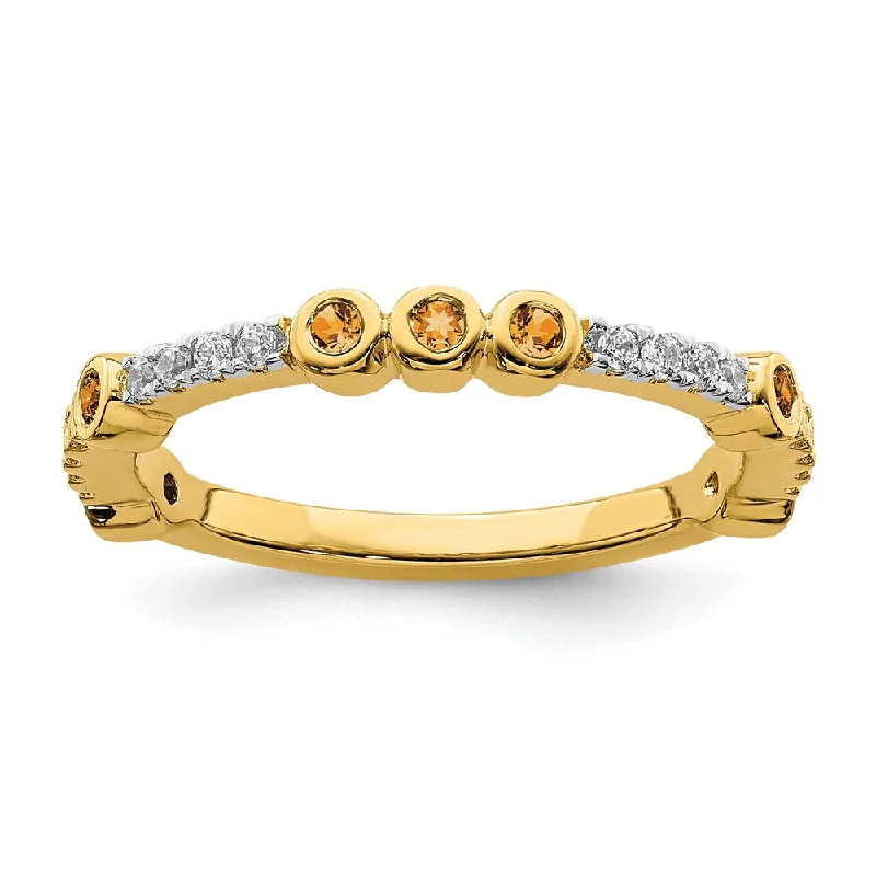 Huge Savings On Premium Jewelry Styles 2mm 14k Yellow Gold Citrine & .08 Ctw Diamond Stackable Band Huge Savings On Premium Jewelry Styles 2mm 14k Yellow Gold Citrine & .08 Ctw Diamond Stackable Band