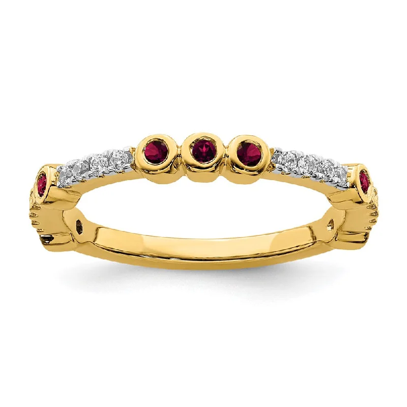 Elegant Necklaces And Bracelets At Limited-Time Offers 2mm 14k Yellow Gold Created Ruby & .08 Ctw Diamond Stackable Band Elegant Necklaces And Bracelets At Limited-Time Offers 2mm 14k Yellow Gold Created Ruby & .08 Ctw Diamond Stackable Band