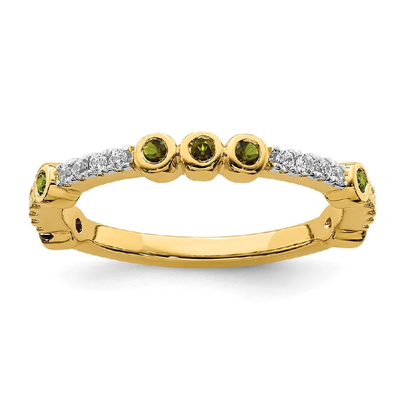 Your Perfect Accessory Now At The Best Price 2mm 14k Yellow Gold Peridot & .08 Ctw Diamond Stackable Band Your Perfect Accessory Now At The Best Price 2mm 14k Yellow Gold Peridot & .08 Ctw Diamond Stackable Band