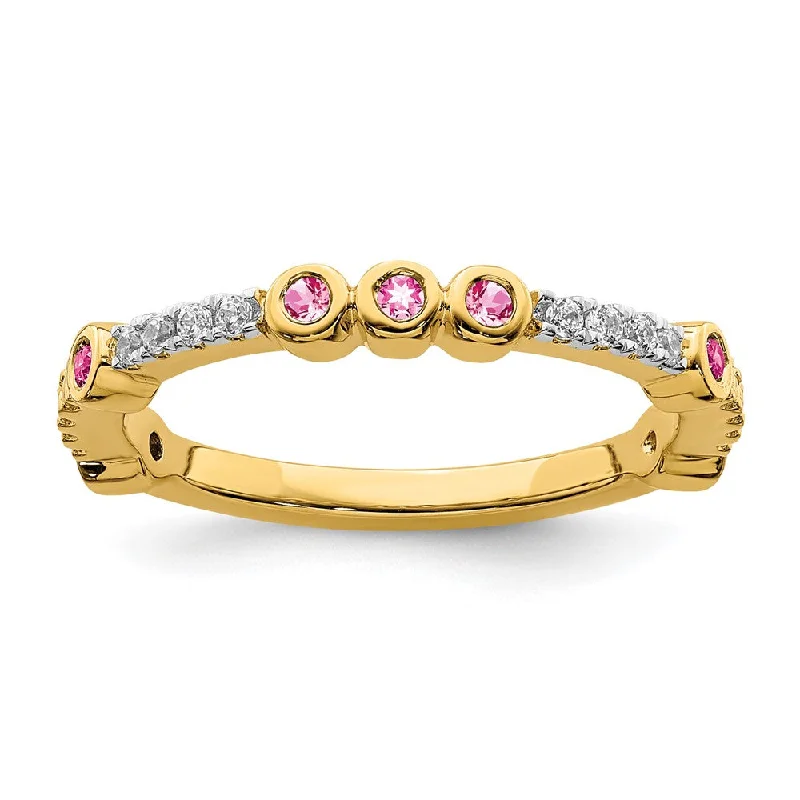 Limited-Time Jewelry Discounts – Shine Without The Splurge 2mm 14k Yellow Gold Pink Tourmaline & .08 Ctw Diamond Stackable Band Limited-Time Jewelry Discounts – Shine Without The Splurge 2mm 14k Yellow Gold Pink Tourmaline & .08 Ctw Diamond Stackable Band