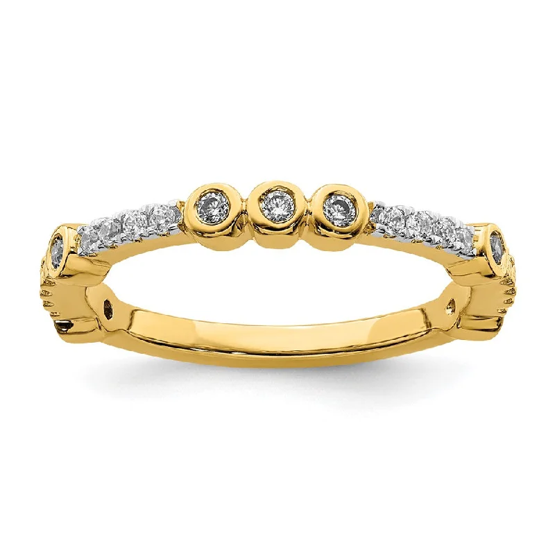 Jewelry Sale Bonanza – Grab Your Sparkle Now 2mm 14k Yellow Gold White Topaz & .08 Ctw Diamond Stackable Band