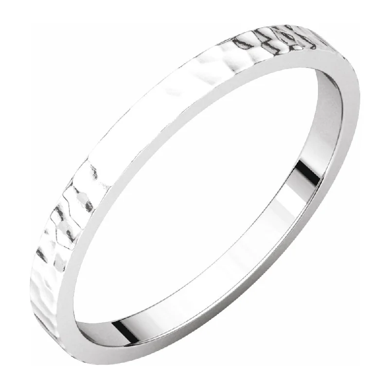 Unmissable Jewelry Clearance – Final Reductions 2mm Platinum Hammered Flat Standard Fit Band Unmissable Jewelry Clearance – Final Reductions 2mm Platinum Hammered Flat Standard Fit Band