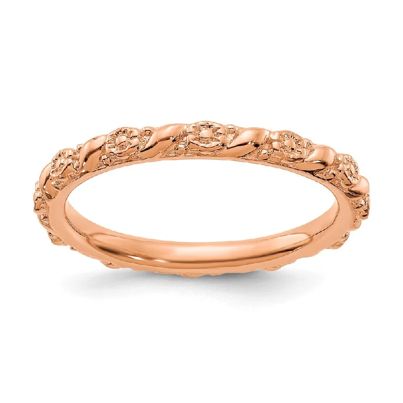 Affordable Glamour – Must-Have Jewelry At Special Rates 2mm Sterling Silver 14k Rose Gold Plated Stackable Flower Band Affordable Glamour – Must-Have Jewelry At Special Rates 2mm Sterling Silver 14k Rose Gold Plated Stackable Flower Band