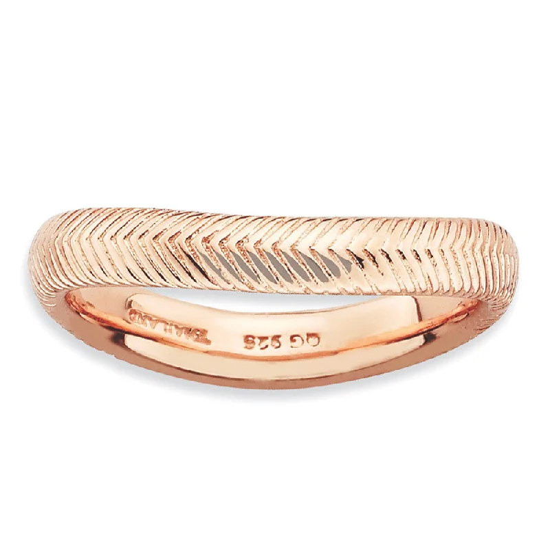 Buy More, Save More – Special Jewelry Discounts 3.25mm Stackable 14K Rose Gold Plated Silver Curved Herringbone Band Buy More, Save More – Special Jewelry Discounts 3.25mm Stackable 14K Rose Gold Plated Silver Curved Herringbone Band