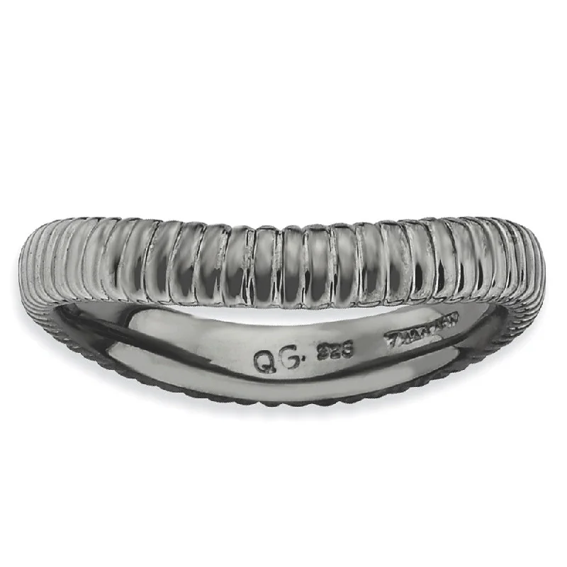 Flash Jewelry Sale – Get Stunning Pieces At Low Prices 3.25mm Stackable Black Plated Silver Curved Band Flash Jewelry Sale – Get Stunning Pieces At Low Prices 3.25mm Stackable Black Plated Silver Curved Band