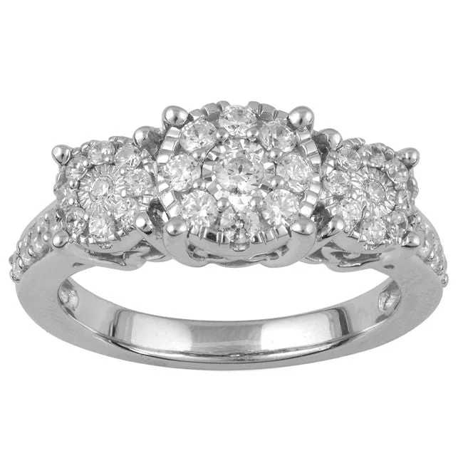 Get Your Favorite Jewelry At The Best Price 3/4 CTW Diamond Three Stone Cluster Ring in 10KT White Gold Get Your Favorite Jewelry At The Best Price 3/4 CTW Diamond Three Stone Cluster Ring in 10KT White Gold