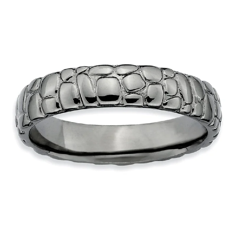Elegant Jewelry At Unbeatable Offers – Shop Before It's Gone 4.5mm Stackable Black Plated Silver Cobblestone Band Elegant Jewelry At Unbeatable Offers – Shop Before It's Gone 4.5mm Stackable Black Plated Silver Cobblestone Band