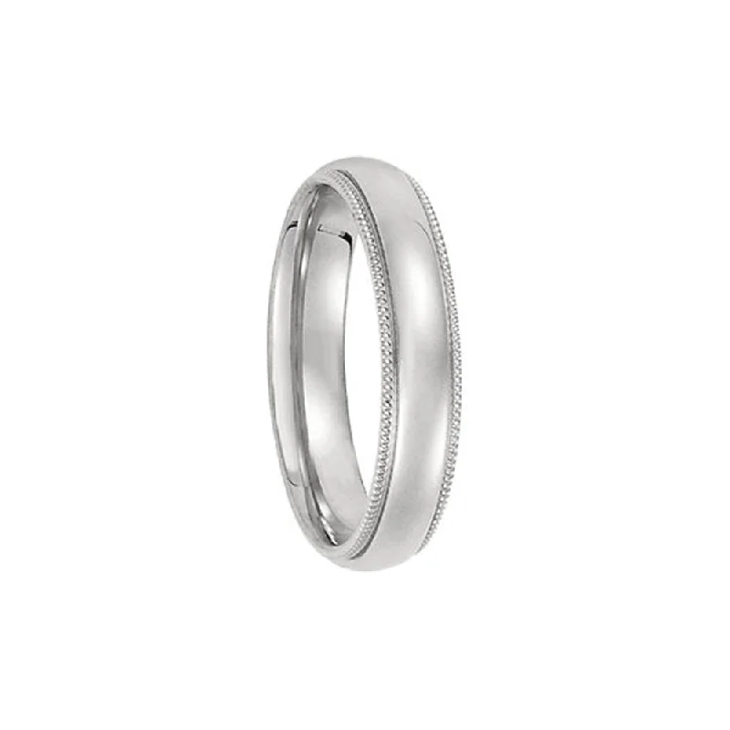 Stunning Jewelry At Even More Stunning Prices 4mm Light Milgrain Edge Comfort Fit Domed Band in Platinum Stunning Jewelry At Even More Stunning Prices 4mm Light Milgrain Edge Comfort Fit Domed Band in Platinum