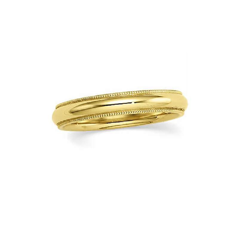 Shop Signature Jewelry Styles At Exclusive Prices 4mm Milgrain Edge Comfort Fit Domed Band in 14k Yellow Gold Shop Signature Jewelry Styles At Exclusive Prices 4mm Milgrain Edge Comfort Fit Domed Band in 14k Yellow Gold