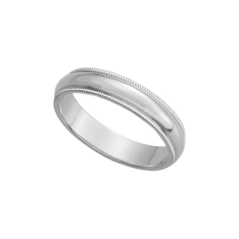 Shop Handcrafted Jewelry At Special Promotional Rates 4mm Milgrain Edge Domed Band in Platinum Shop Handcrafted Jewelry At Special Promotional Rates 4mm Milgrain Edge Domed Band in Platinum