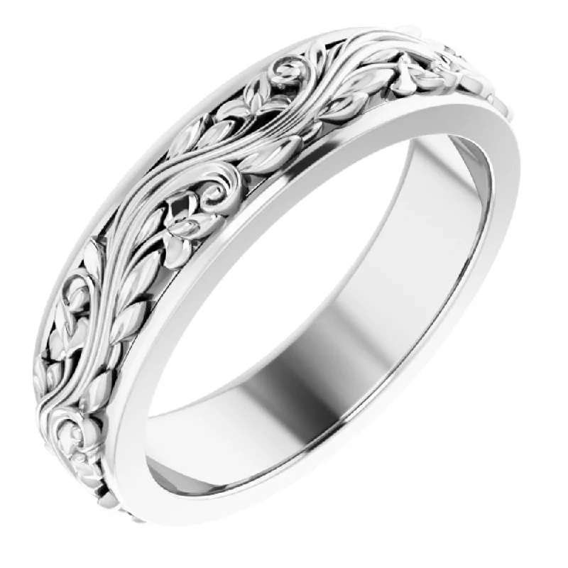 Must-Have Jewelry Pieces At Reduced Prices 5mm 14K White Gold Sculptural Standard Fit Band Must-Have Jewelry Pieces At Reduced Prices 5mm 14K White Gold Sculptural Standard Fit Band
