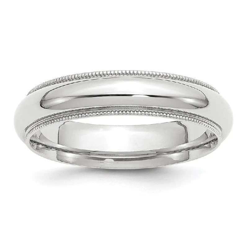 Shop Dazzling Jewelry With Special Promotional Discounts 5mm 14K White or Yellow Gold Half Round Milgrain Comfort Fit Band Shop Dazzling Jewelry With Special Promotional Discounts 5mm 14K White or Yellow Gold Half Round Milgrain Comfort Fit Band