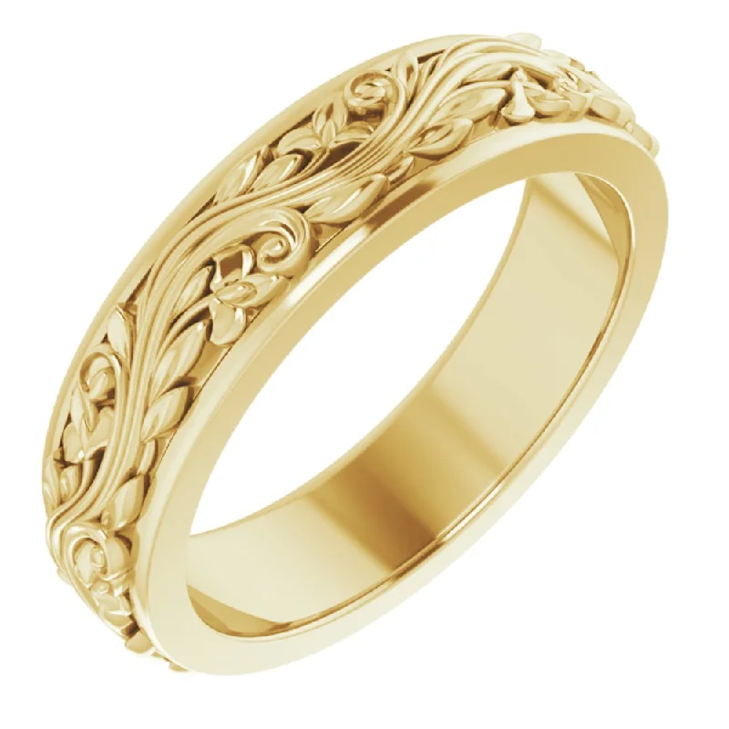 Exclusive Jewelry Markdowns – Limited-Time Offer 5mm 14K Yellow Gold Sculptural Standard Fit Band Exclusive Jewelry Markdowns – Limited-Time Offer 5mm 14K Yellow Gold Sculptural Standard Fit Band